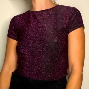 Purple sparkle disco tee